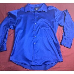 murano Royal Blue mens shirt button Up (M) 17/34 Classy‎ Silky Look